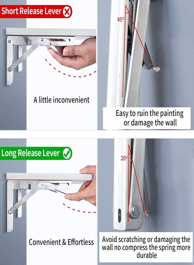 BOSCO Premium 16" Foldable Stainless Steel Racks,Shelf Bracket, l Bracket, Wall Brackets, Wall Angle Bracket, Folding Table Bracket with Fittings for fold Down Steel Table - Image 4